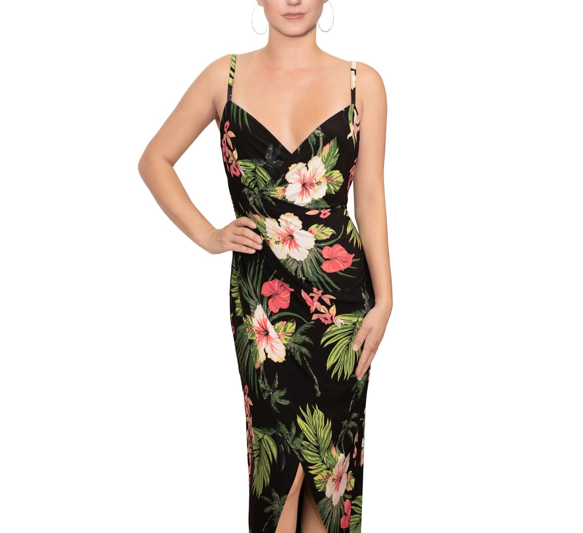 Vestido feminino Rachel Roy Bree com frente cruzada, preto, tamanho extrapequeno