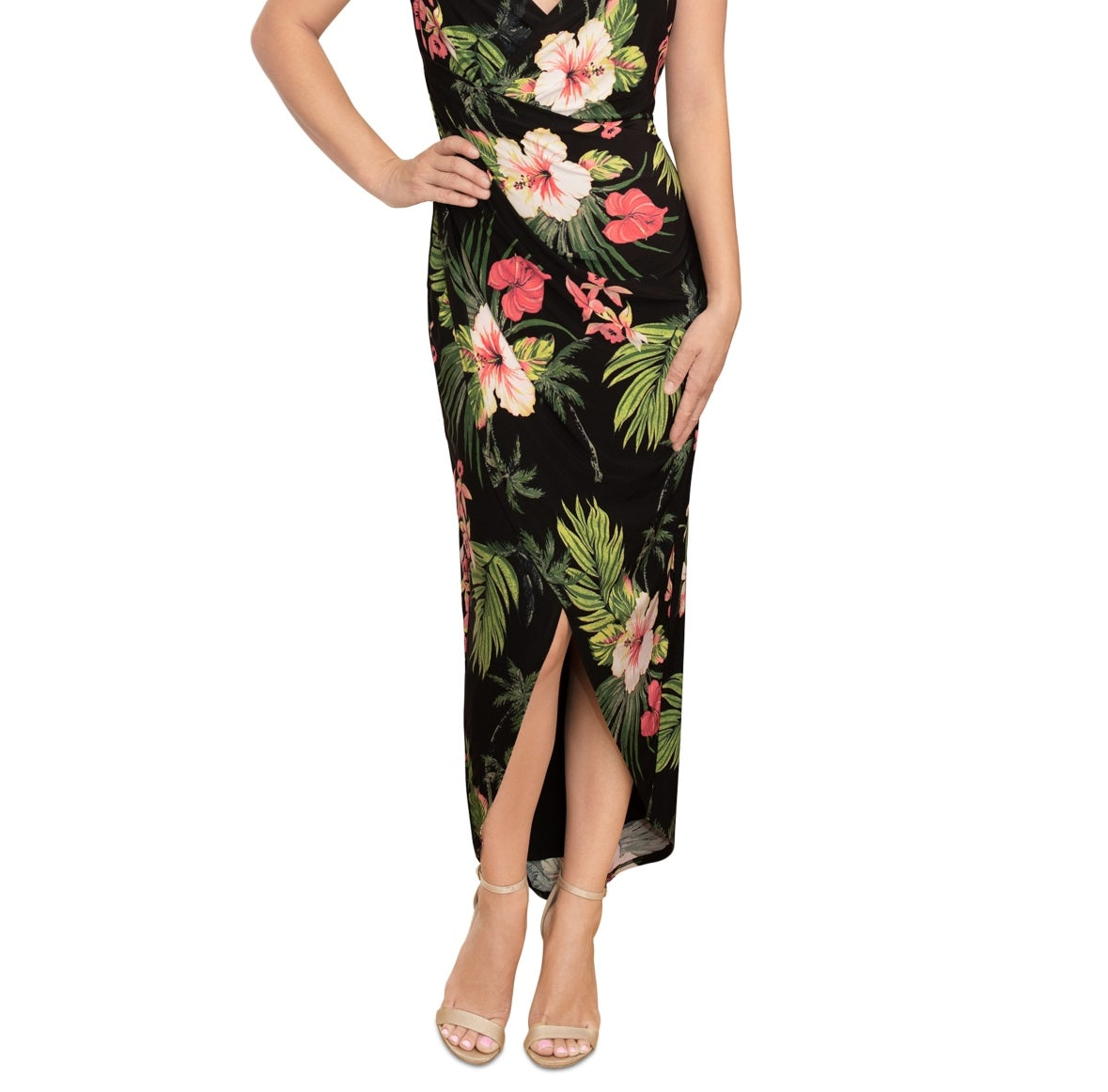Vestido feminino Rachel Roy Bree com frente cruzada, preto, tamanho extrapequeno