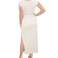 Vestido feminino Rachel Roy com amarração na cintura e fenda lateral, branco, tamanho pequeno