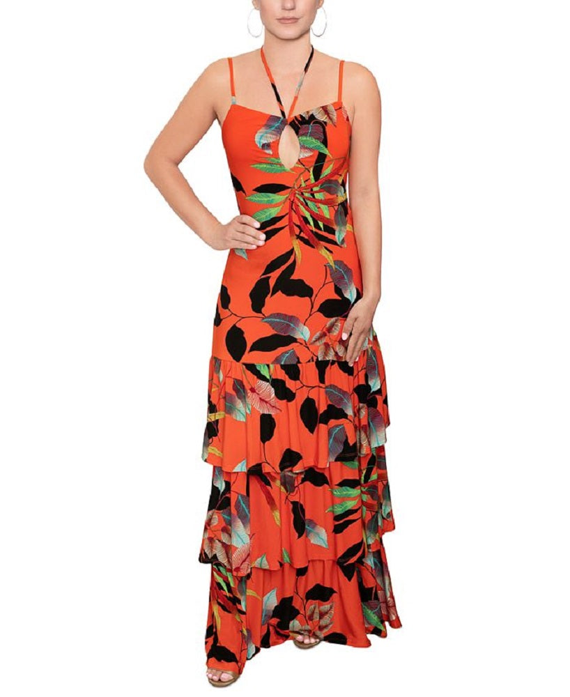 Vestido Amaya com decote em camadas Rachel Roy feminino, laranja, tamanho X-S