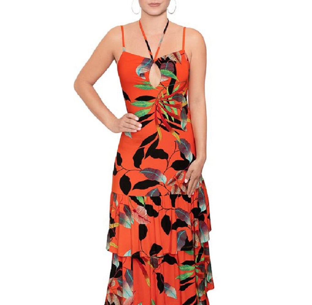 Vestido Amaya com decote em camadas Rachel Roy feminino, laranja, tamanho X-S