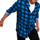 E agora esta camisa masculina xadrez com botões e gola, tamanho médio, azul