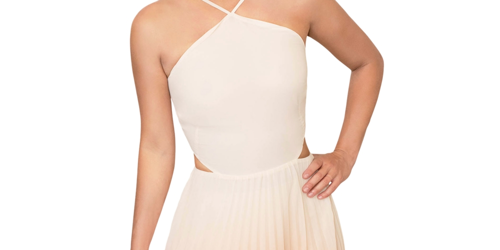 Vestido plissado com decote em V Rachel Roy Lively Ombre feminino, laranja, tamanho 4