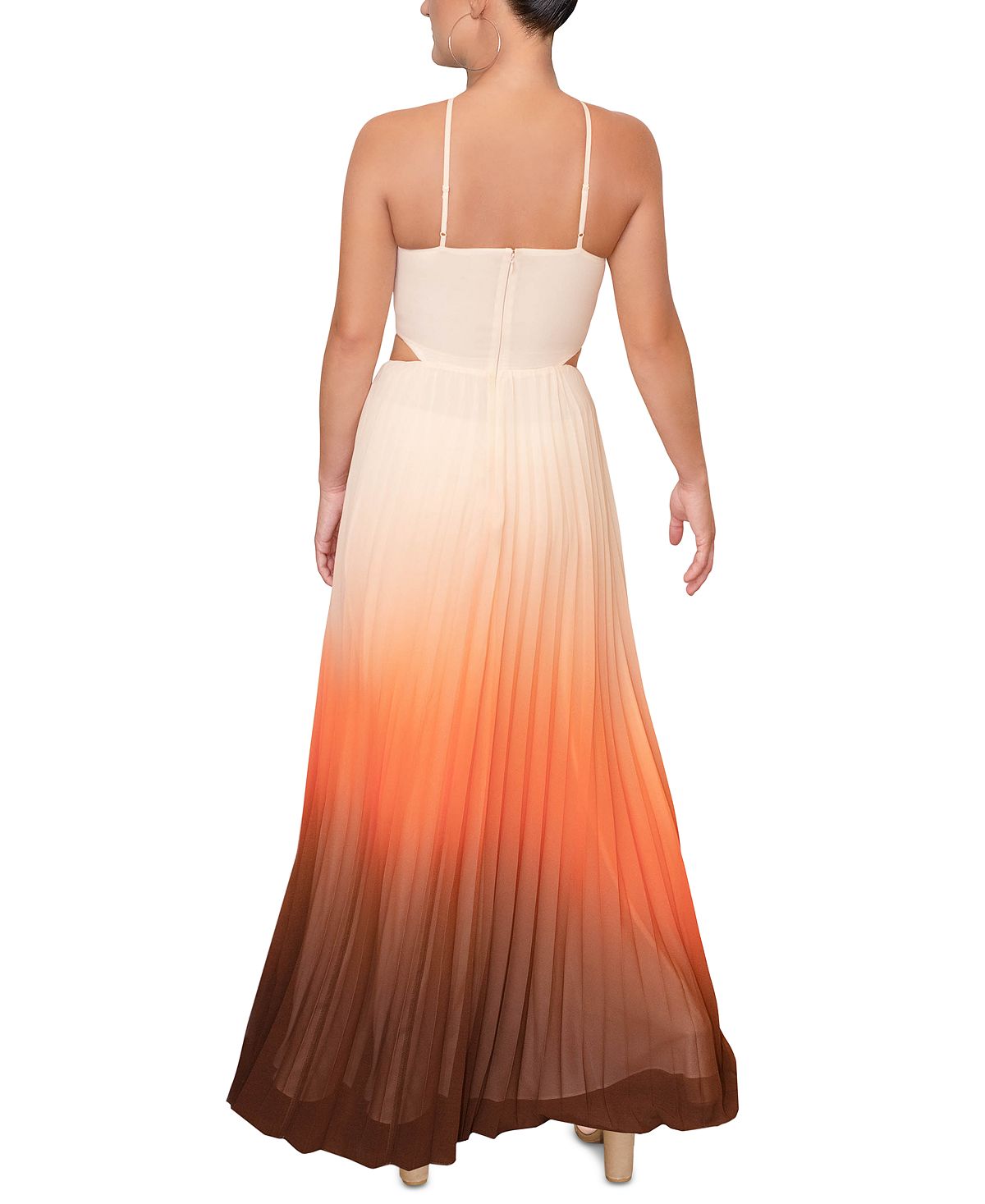 Vestido plissado com decote em V Rachel Roy Lively Ombre, laranja, tamanho 12
