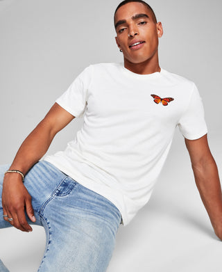 E agora esta camiseta masculina borboleta branca tamanho grande