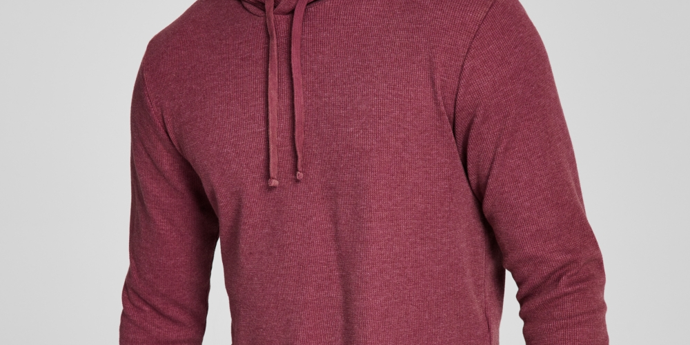 E agora esta camiseta masculina térmica de malha waffle com capuz vermelha tamanho pequeno