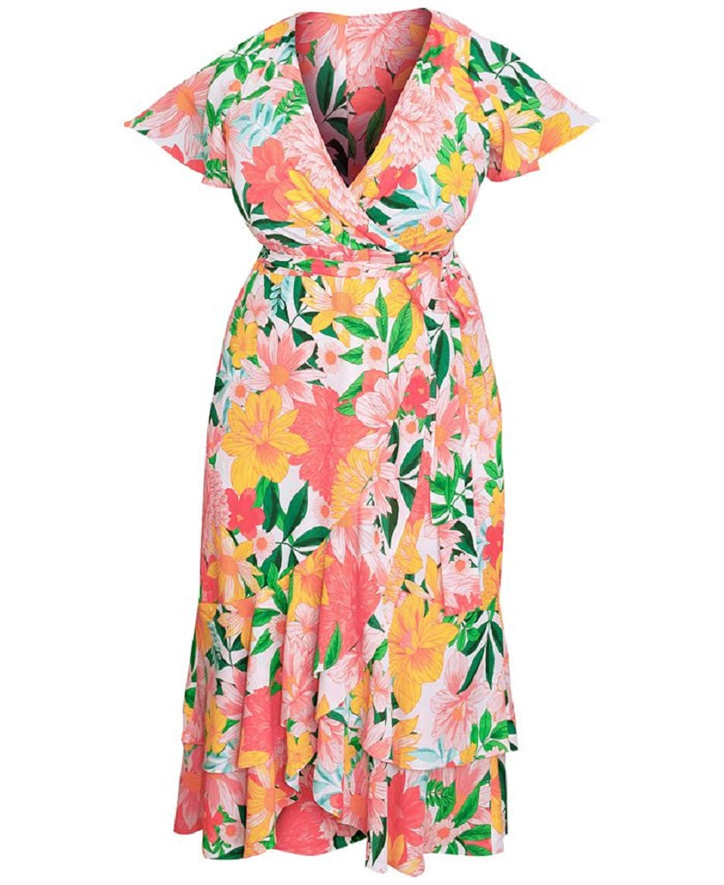 Vestido feminino Talula com estampa floral, amarelo, tamanho 18W, Rachel Roy