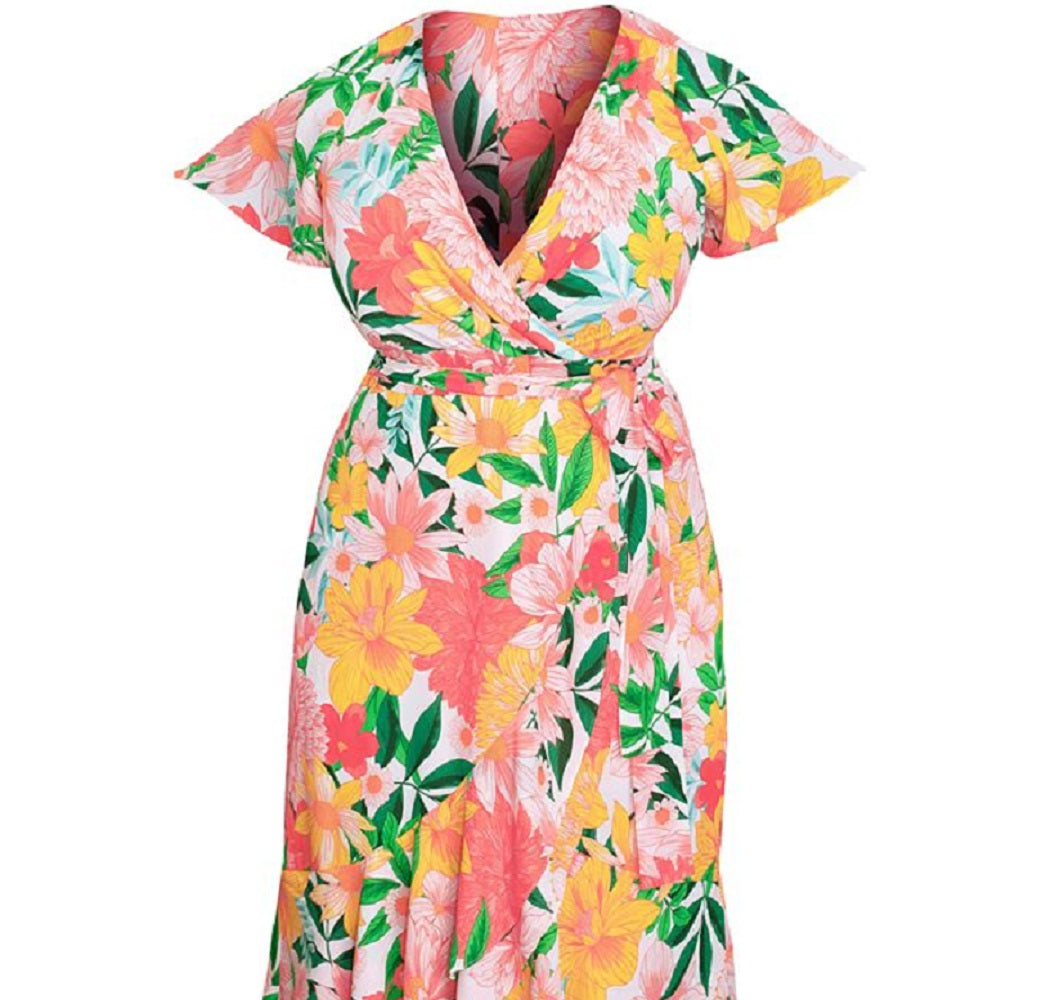 Vestido feminino Talula com estampa floral, amarelo, tamanho 18W, Rachel Roy