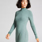 E agora este vestido midi justo com gola alta canelada para mulheres, verde, tamanho grande