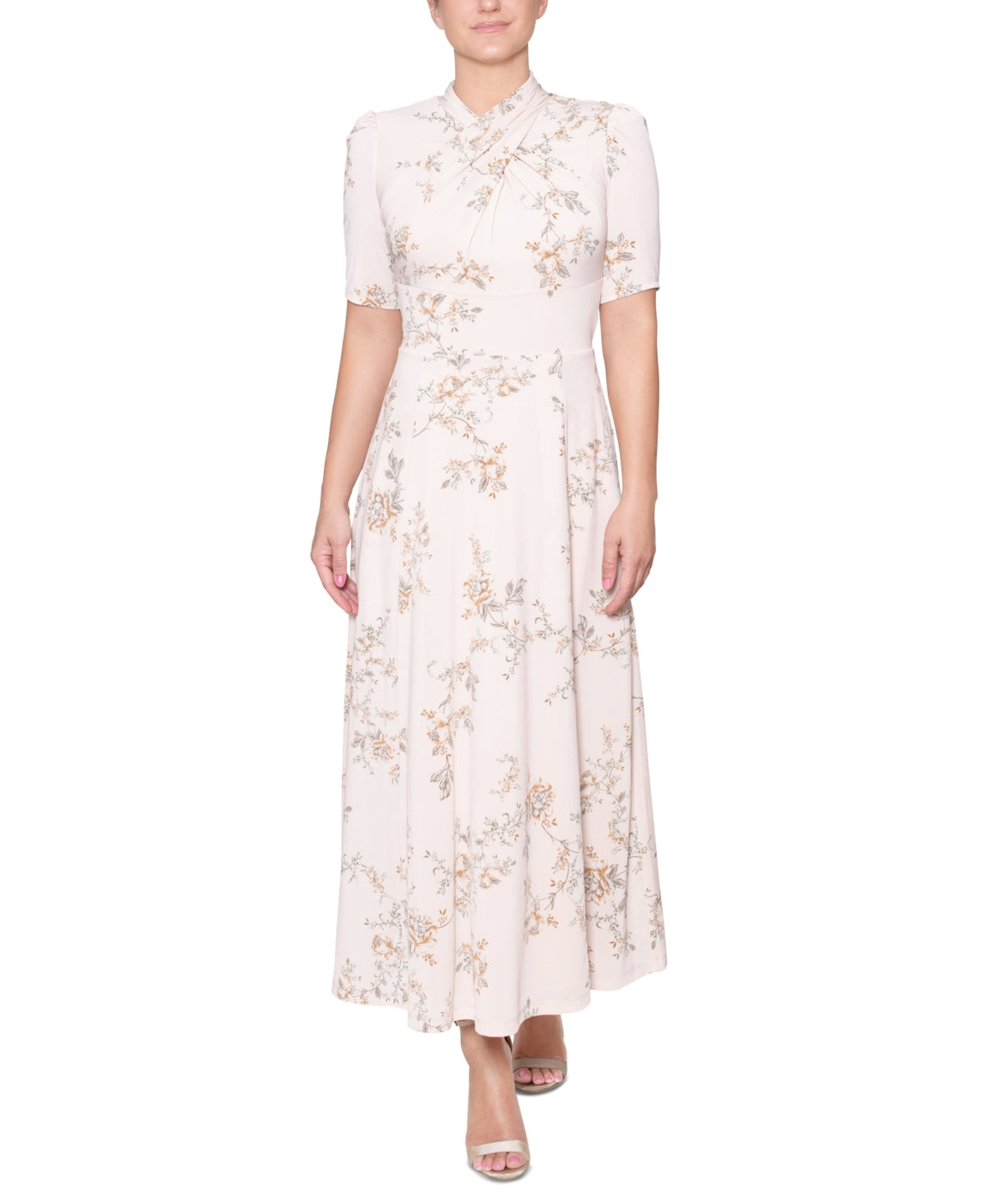 Vestido feminino Rachel Roy Harland com decote cruzado e ombros bufantes, branco, tamanho pequeno