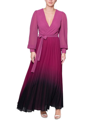 Rachel Roy Women's Fahari Pleated Ombre Maxi Dress Purple Size 22