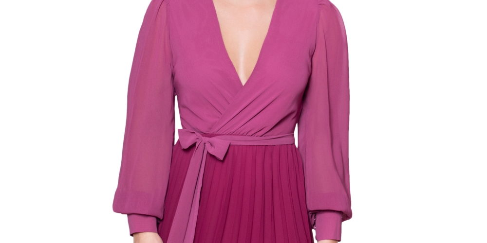 Vestido longo plissado Fahari Ombre Rachel Roy feminino, roxo, tamanho 22