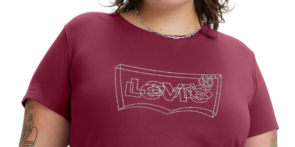 Camiseta Levi's Batwing Perfect Graphic Logo Feminina Vermelha Tamanho 4X