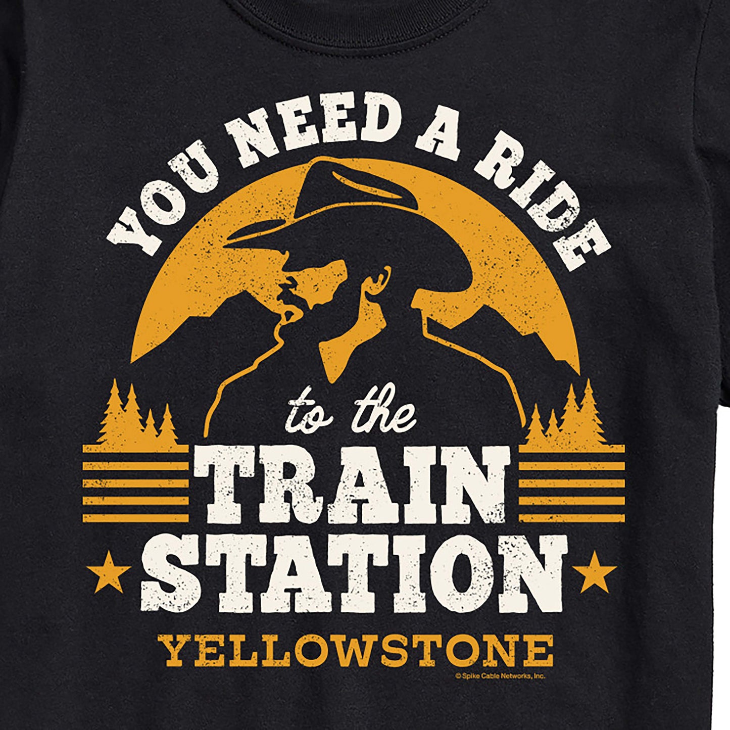 Camiseta masculina Airwaves Yellowstone Train Station, preta, tamanho pequeno