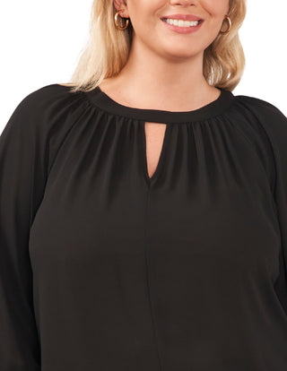 Blusa feminina Vince Camuto com manga balão e decote em V, preta