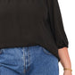 Blusa feminina Vince Camuto com manga balão e decote em V, preta