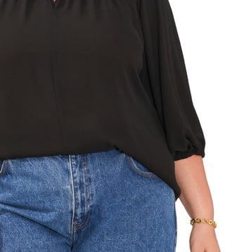 Blusa feminina Vince Camuto com manga balão e decote em V, preta