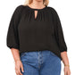 Blusa feminina Vince Camuto com manga balão e decote em V, preta