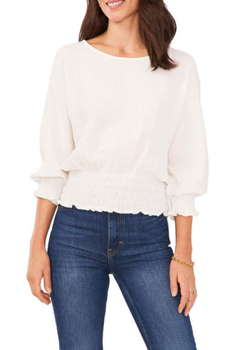 Vince Camuto Blusa de gaze franzida feminina marrom tamanho extragrande