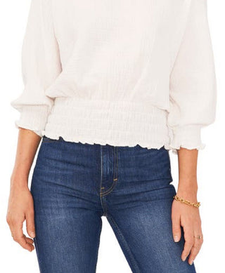 Vince Camuto Blusa de gaze franzida feminina marrom tamanho extragrande