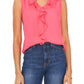 Blusa feminina Vince Camuto com decote em V e mangas bufantes, estilo georgette, rosa, tamanho X-S