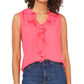 Blusa feminina Vince Camuto com decote em V e mangas bufantes, estilo georgette, rosa, tamanho X-S