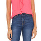 Blusa feminina Vince Camuto com decote em V e mangas bufantes, estilo georgette, rosa, tamanho X-S