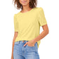 Vince Camuto Blusa de malha com manga ilhós feminina, amarela, tamanho pequeno