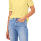 Vince Camuto Blusa de malha com manga ilhós feminina, amarela, tamanho pequeno