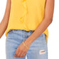 Blusa feminina Vince Camuto com decote em V e mangas bufantes, tamanho P, amarela