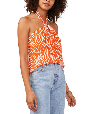 Top Halter Listrado Zebra Feminino Vince Camuto Laranja Tamanho Grande