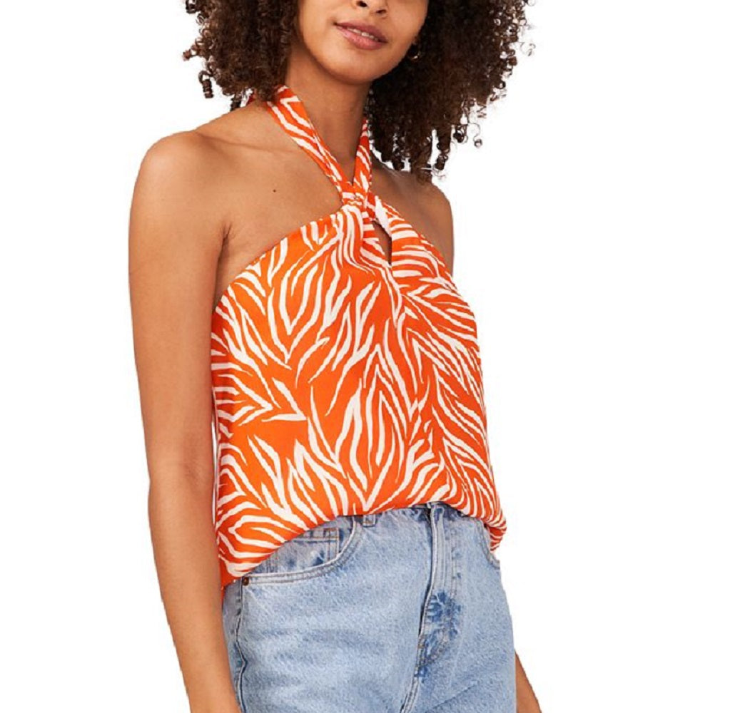 Top Halter Listrado Zebra Feminino Vince Camuto Laranja Tamanho Grande
