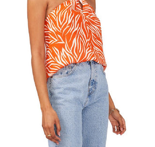 Top Halter Listrado Zebra Feminino Vince Camuto Laranja Tamanho Grande