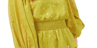 Blusa feminina Vince Camuto com estampa de bolinhas e cintura alta, verde, tamanho médio