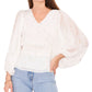 Blusa feminina Vince Camuto com babados e manga bufante, branca