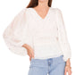 Blusa feminina Vince Camuto com babados e manga bufante, branca