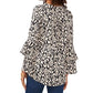 Blusa feminina Vince Camuto com estampa Ikat e manga sino, preta, tamanho grande