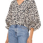 Blusa feminina Vince Camuto com manga balão, tamanho pequeno, cinza, tamanho pequeno