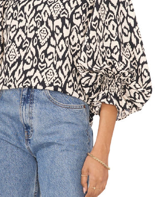 Blusa feminina Vince Camuto com manga balão, tamanho pequeno, cinza, tamanho pequeno