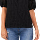 Vince Camuto Top de renda ombro a ombro feminino, preto, tamanho médio