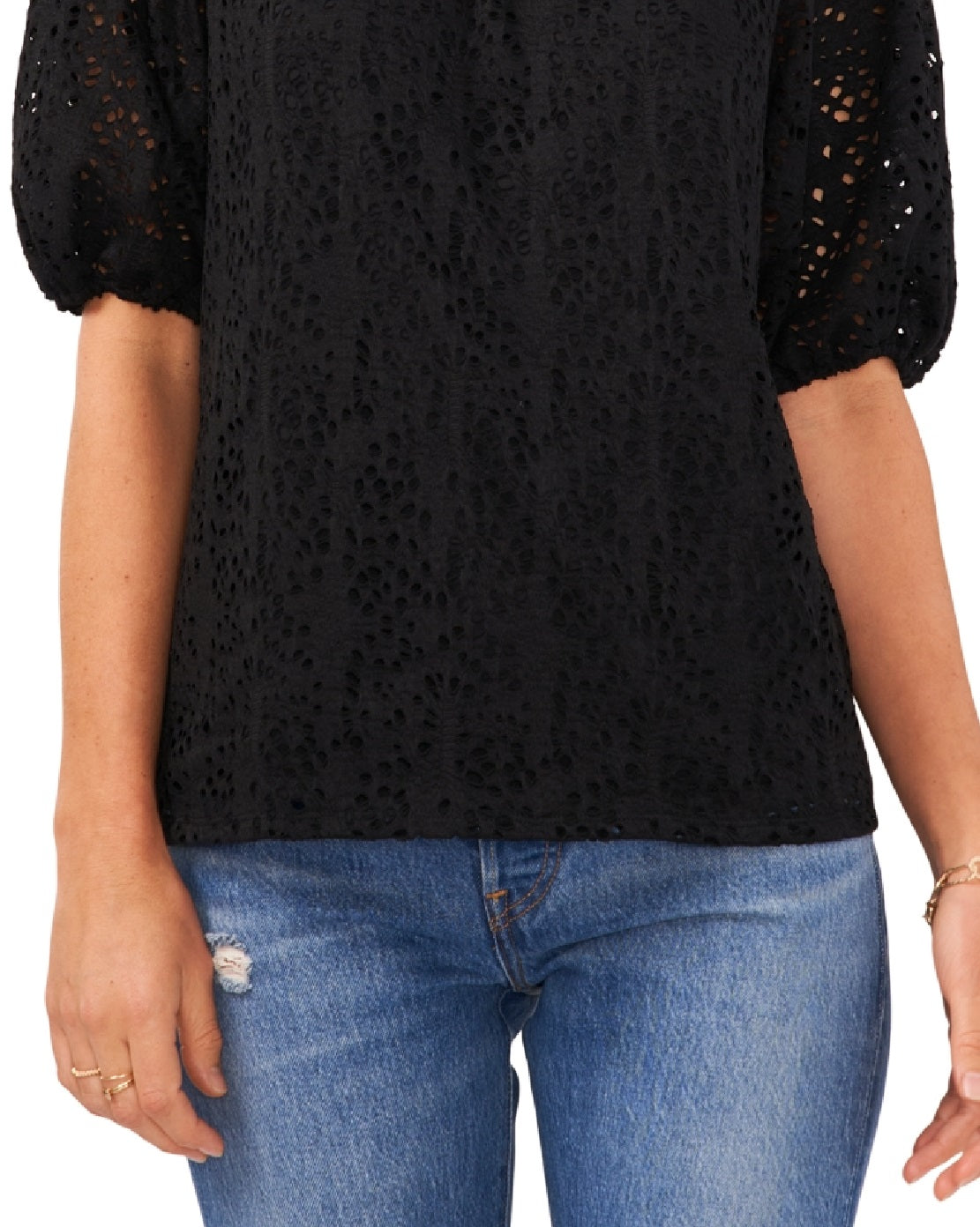 Vince Camuto Top de renda tomara que caia feminino, preto