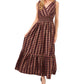 Vestido longo xadrez metálico franzido feminino Vince Camuto marrom tamanho XX-S