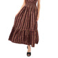 Vestido longo xadrez metálico franzido feminino Vince Camuto marrom tamanho XX-S