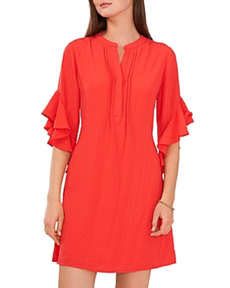 Vestido feminino Vince Camuto com mangas esvoaçantes, vermelho