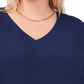Vince Camuto Blusa feminina com mangas curtas e bainha cruzada, azul, tamanho 1X