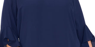 Vince Camuto Blusa feminina com mangas curtas e bainha cruzada, azul, tamanho 1X