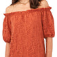 Vince Camuto Blusa de renda ombro a ombro feminina laranja