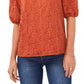 Vince Camuto Blusa de renda ombro a ombro feminina laranja
