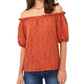Vince Camuto Blusa de renda ombro a ombro feminina laranja