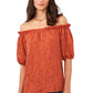 Vince Camuto Blusa de renda ombro a ombro feminina laranja
